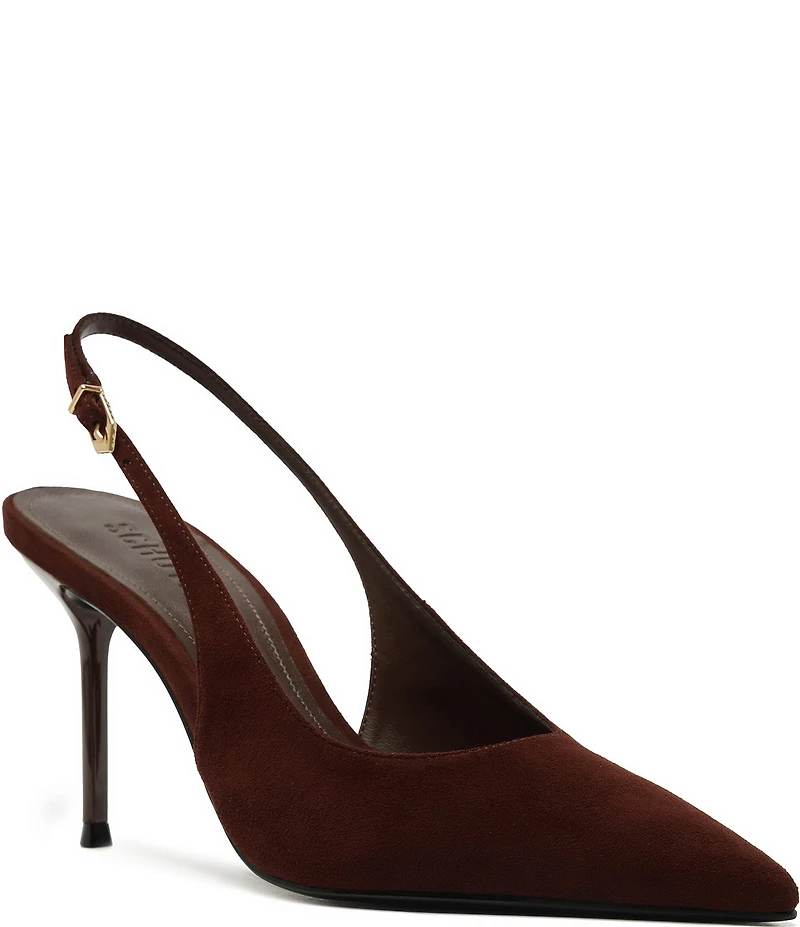 Schutz Alicia Suede Slingback High Heel Stiletto Pumps