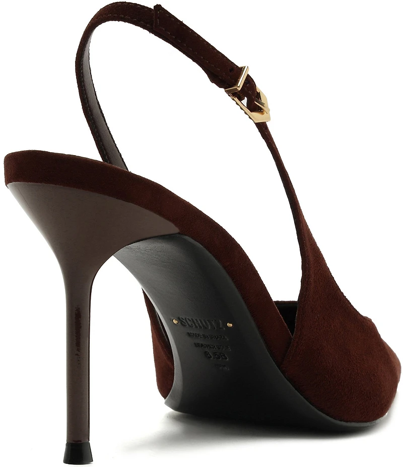 Schutz Alicia Suede Slingback High Heel Stiletto Pumps
