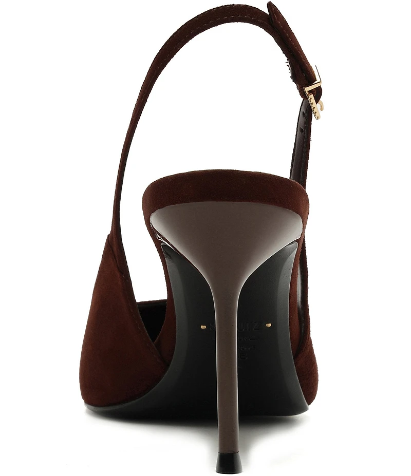 Schutz Alicia Suede Slingback High Heel Stiletto Pumps