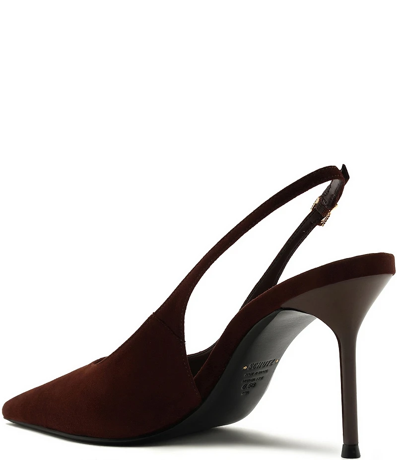 Schutz Alicia Suede Slingback High Heel Stiletto Pumps
