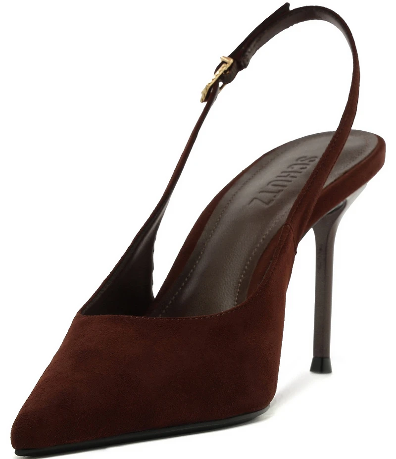 Schutz Alicia Suede Slingback High Heel Stiletto Pumps