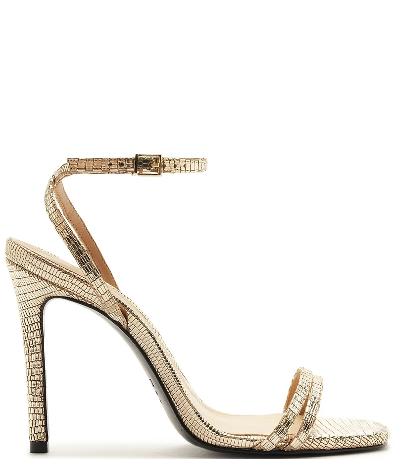 Schutz Altina Embossed Metallic Leather Dress Sandals