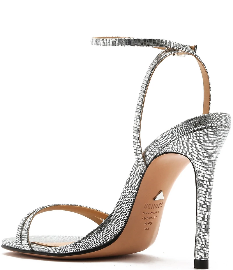 Schutz Altina Leather Ankle Strap Stiletto Dress Sandals