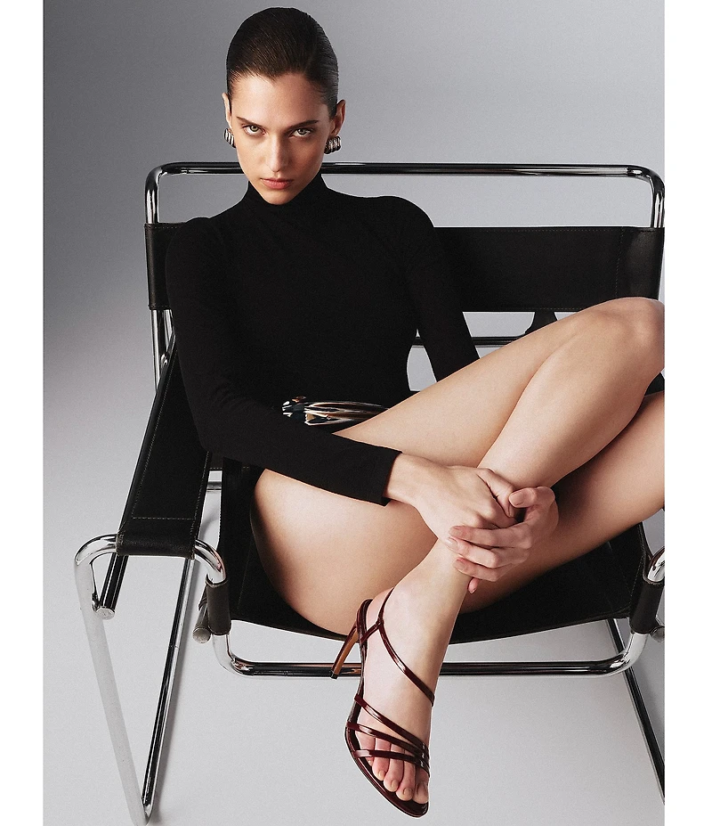 Schutz Annie Curve Patent Leather Dress Sandals