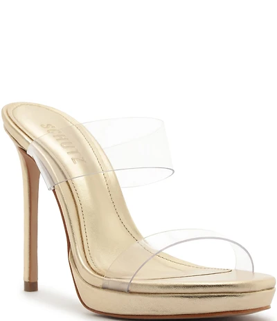 Schutz Ariella Clear Banded High Heel Stiletto Dress Sandals