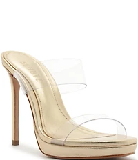 Schutz Ariella Clear Banded High Heel Stiletto Dress Sandals