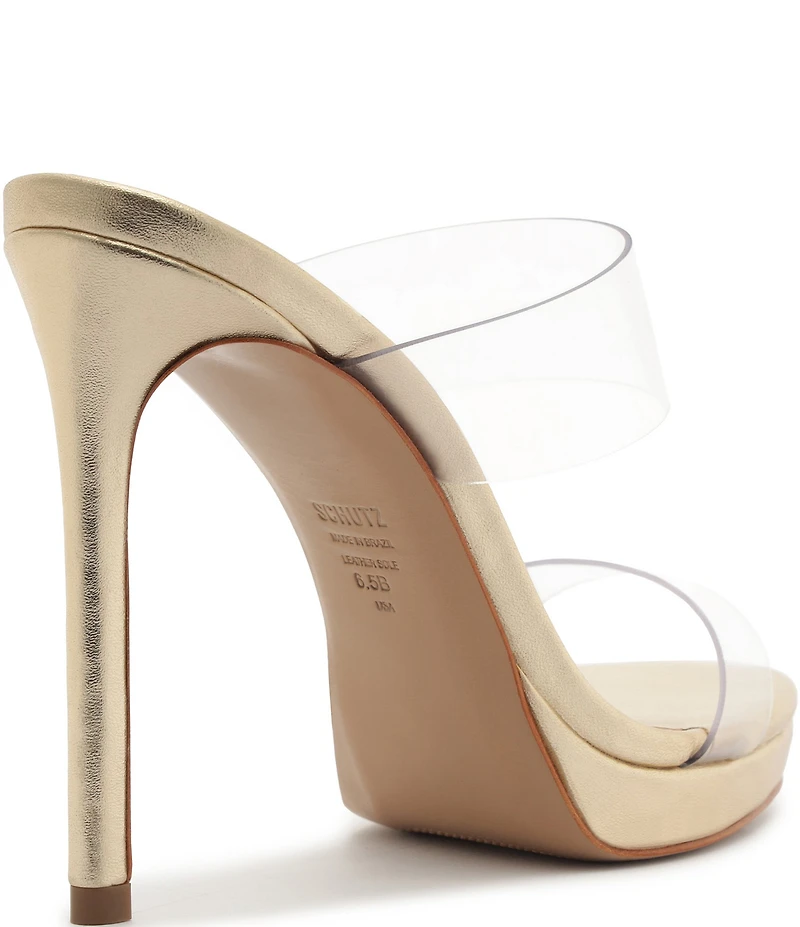 Schutz Ariella Clear Banded High Heel Stiletto Dress Sandals