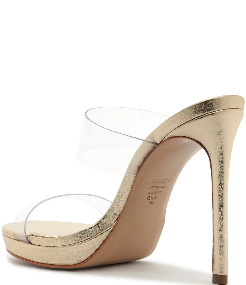 Schutz Ariella Clear Banded High Heel Stiletto Dress Sandals