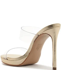 Schutz Ariella Clear Banded High Heel Stiletto Dress Sandals