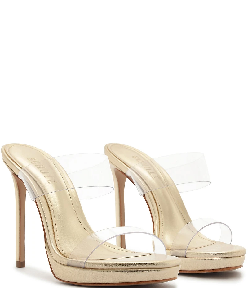 Schutz Ariella Clear Banded High Heel Stiletto Dress Sandals