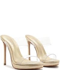 Schutz Ariella Clear Banded High Heel Stiletto Dress Sandals