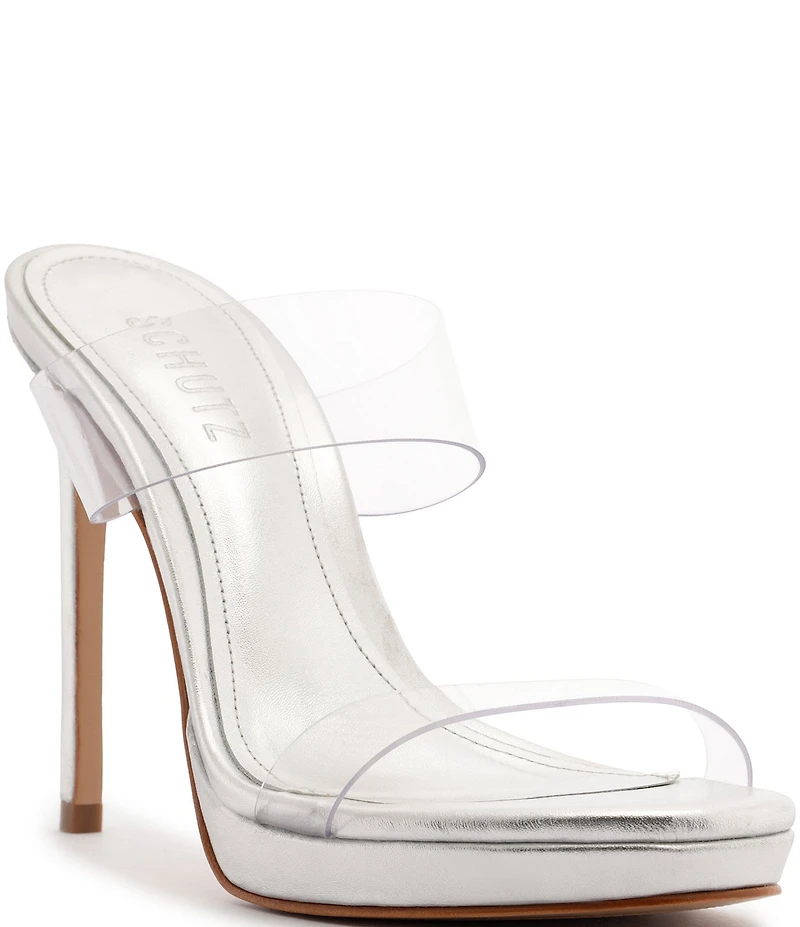 Schutz Ariella Clear Banded High Heel Stiletto Dress Sandals