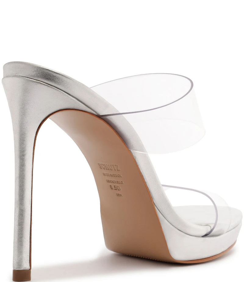 Schutz Ariella Clear Banded High Heel Stiletto Dress Sandals