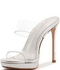 Schutz Ariella Clear Banded High Heel Stiletto Dress Sandals