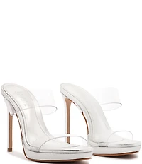 Schutz Ariella Clear Banded High Heel Stiletto Dress Sandals