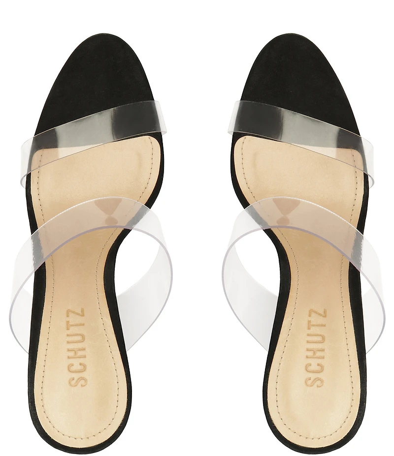 Schutz Ariella Clear Vinyl Dress Slide Sandals