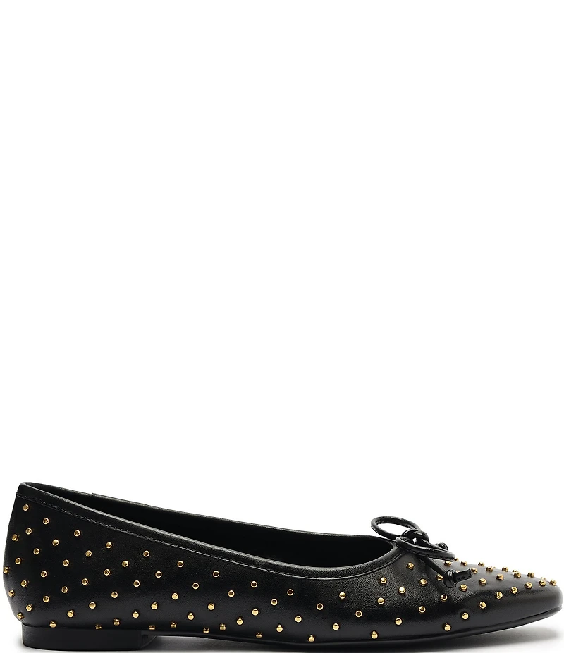 Schutz Arissa Studded Leather Ballet Bow Flats