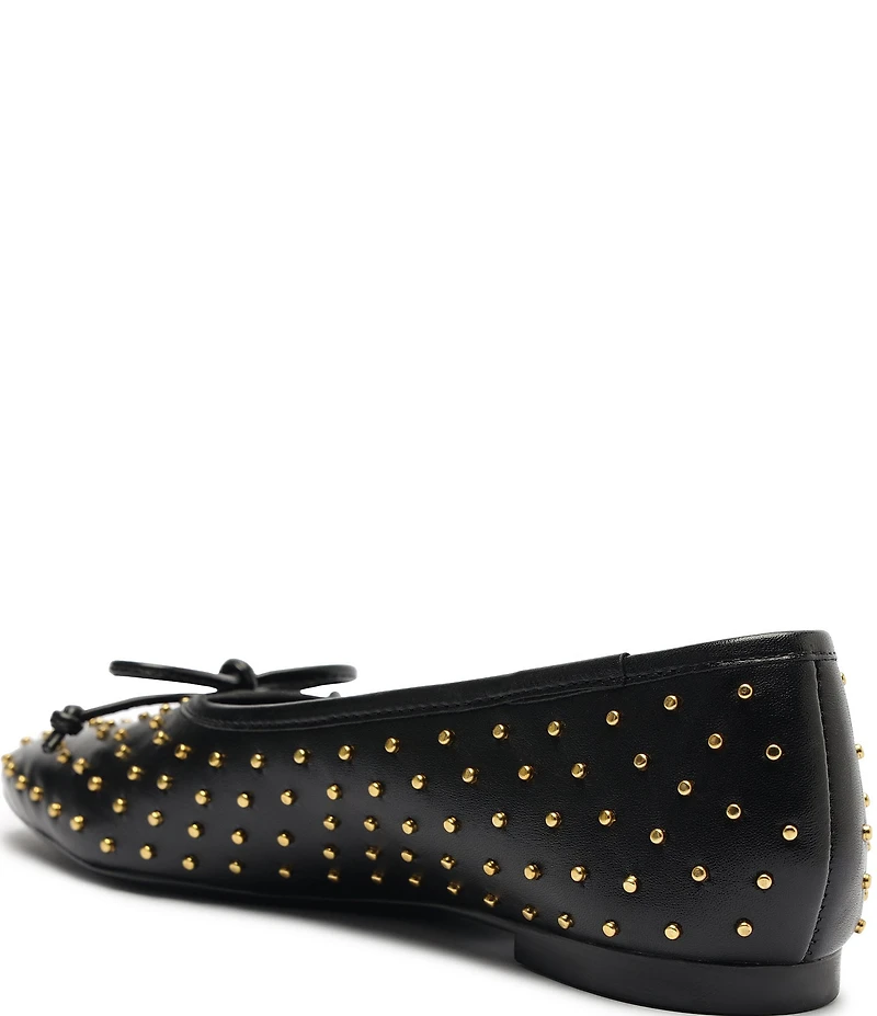 Schutz Arissa Studded Leather Ballet Bow Flats