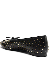 Schutz Arissa Studded Leather Ballet Bow Flats