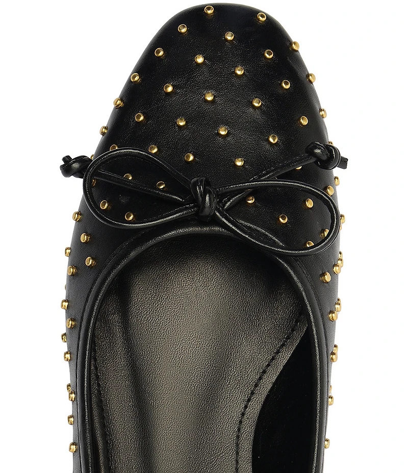 Schutz Arissa Studded Leather Ballet Bow Flats