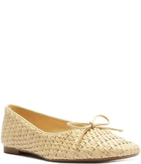 Schutz Arissa Woven Straw Bow Flats