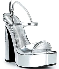 Schutz Arlene Metallic Leather Platform Dress Sandals