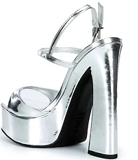 Schutz Arlene Metallic Leather Platform Dress Sandals