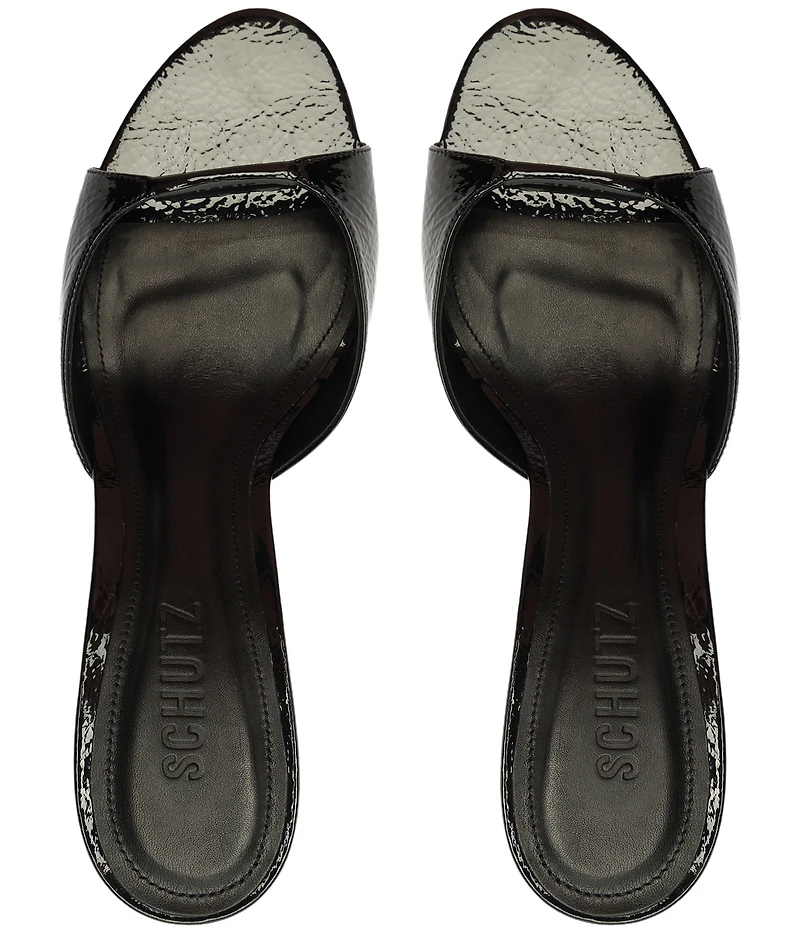 Schutz Arlette Patent Leather Dress Slide Sandals