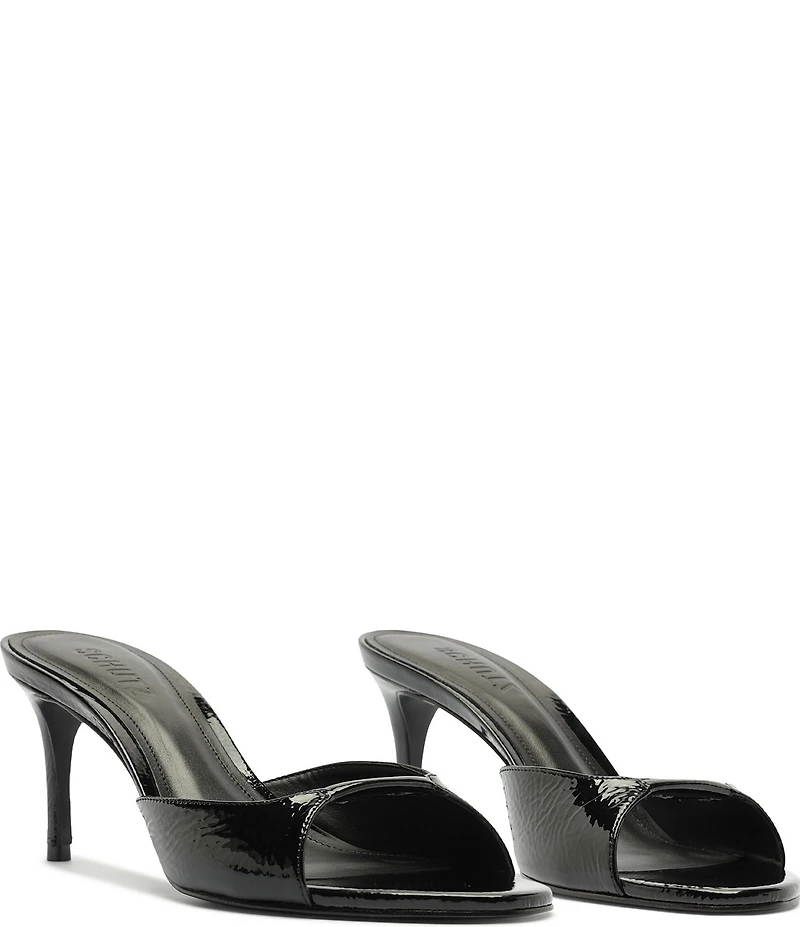 Schutz Arlette Patent Leather Dress Slide Sandals
