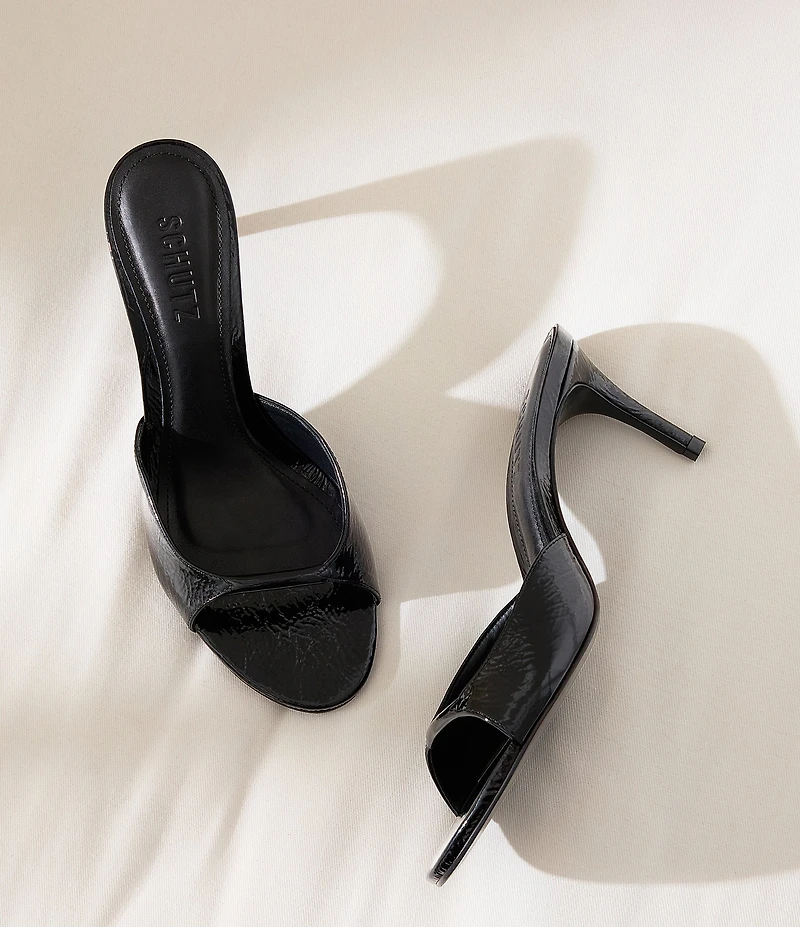 Schutz Arlette Patent Leather Dress Slide Sandals