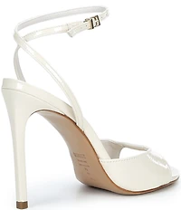 Schutz Arlette Patent Leather Ankle Strap Stiletto Dress Sandals