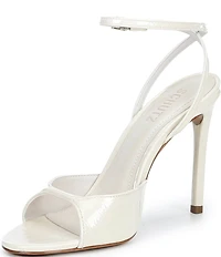 Schutz Arlette Patent Leather Ankle Strap Stiletto Dress Sandals