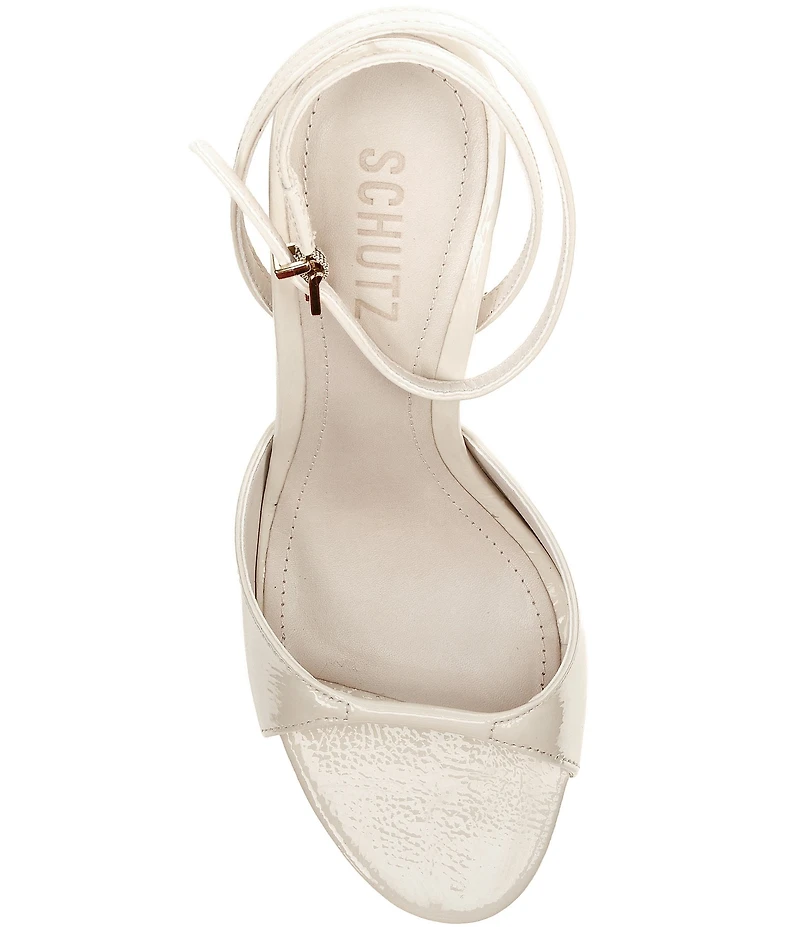 Schutz Arlette Patent Leather Ankle Strap Stiletto Dress Sandals