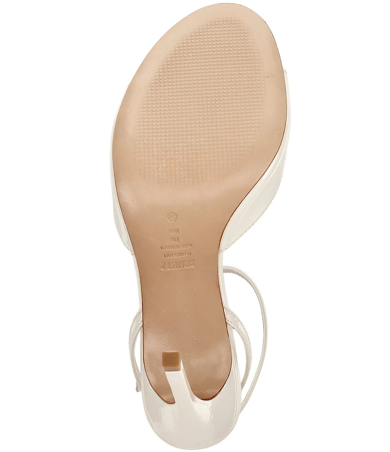 Schutz Arlette Patent Leather Ankle Strap Stiletto Dress Sandals