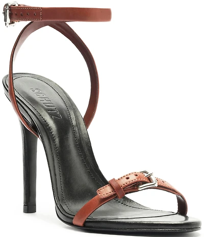 Schutz Aurora Leather Ankle Strap Dress Sandals