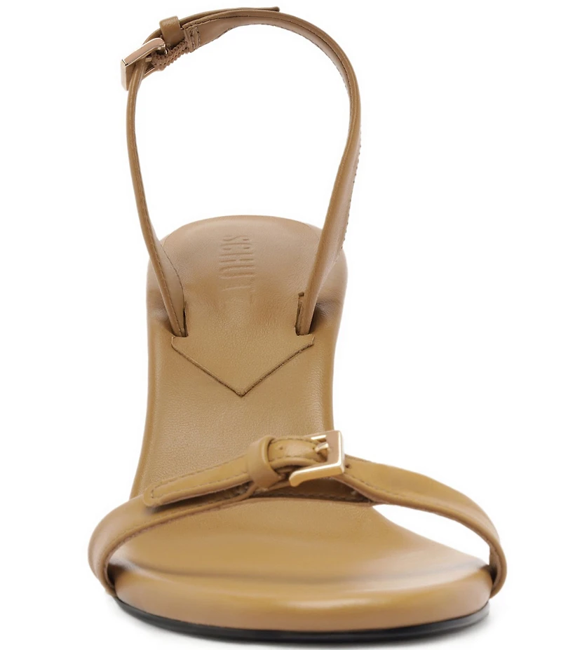 Schutz Aurora Leather Mid-Stiletto Slingback Dress Sandals