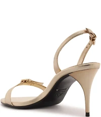 Schutz Aurora Metallic Leather Slingback High Stiletto Dress Sandals