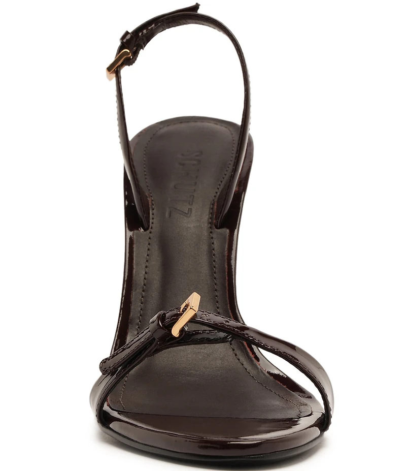 Schutz Aurora Patent Leather Slingback High Stiletto Dress Sandals
