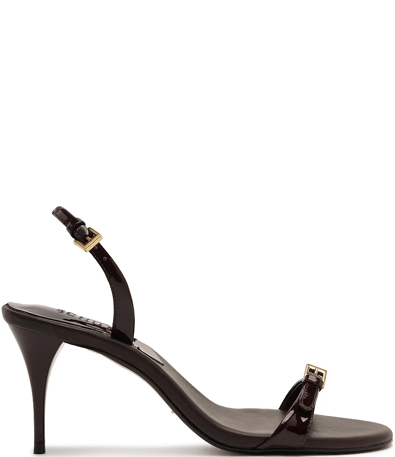 Schutz Aurora Patent Leather Slingback Mid Stiletto Dress Sandals