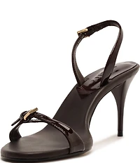 Schutz Aurora Patent Leather Slingback Mid Stiletto Dress Sandals