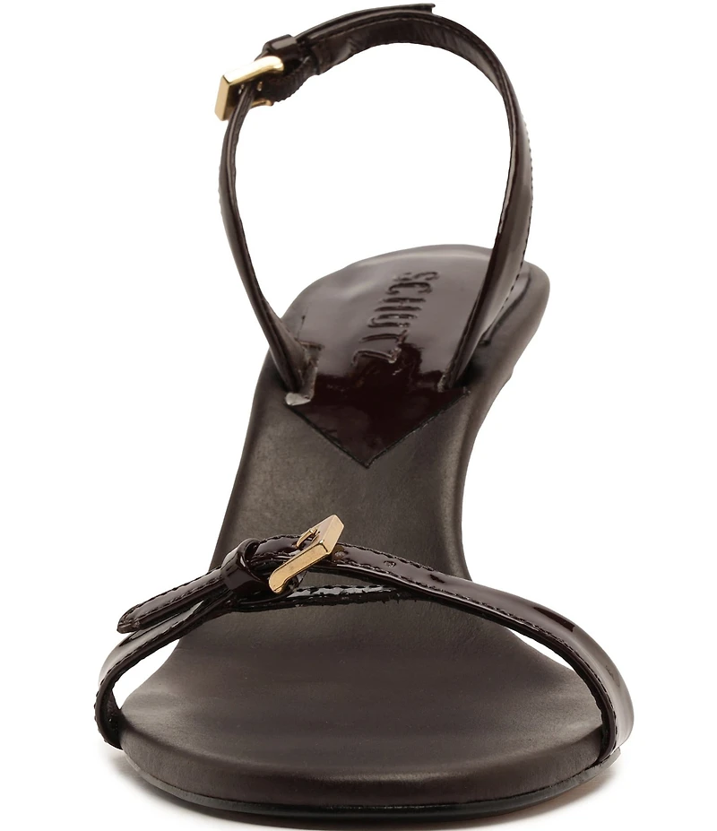 Schutz Aurora Patent Leather Slingback Mid Stiletto Dress Sandals