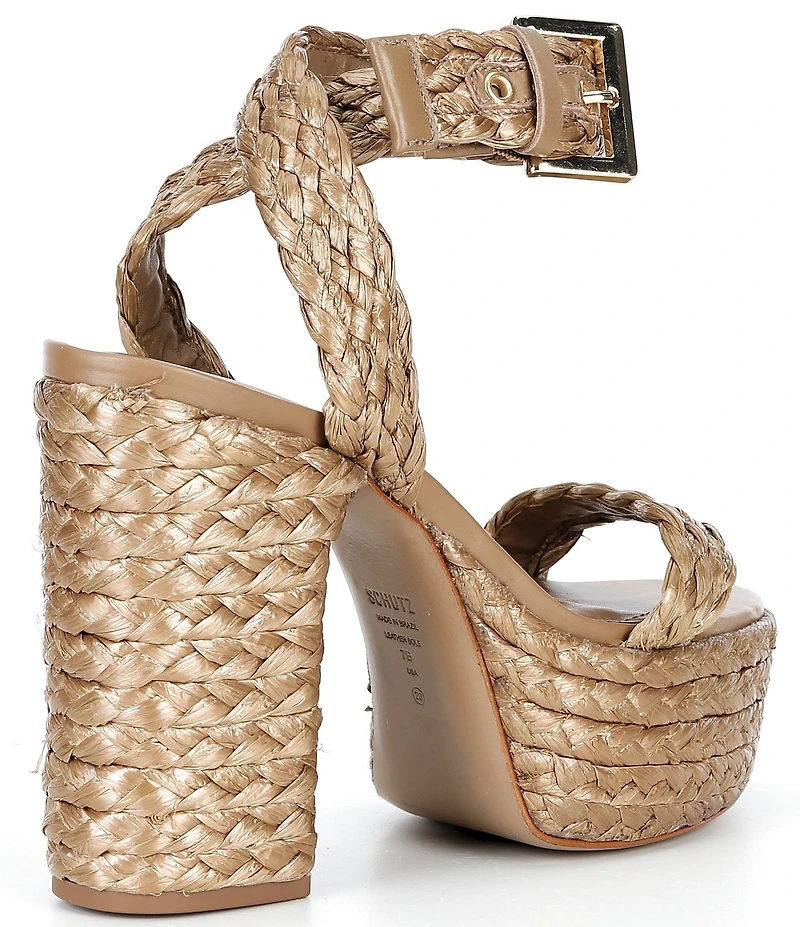 Schutz Ayana Braided Raffia Platform Block Heel Sandals