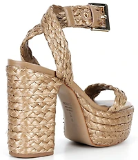 Schutz Ayana Braided Raffia Platform Block Heel Sandals