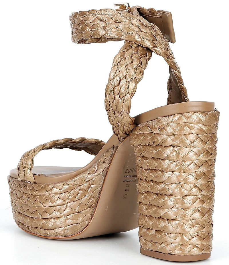 Schutz Ayana Braided Raffia Platform Block Heel Sandals