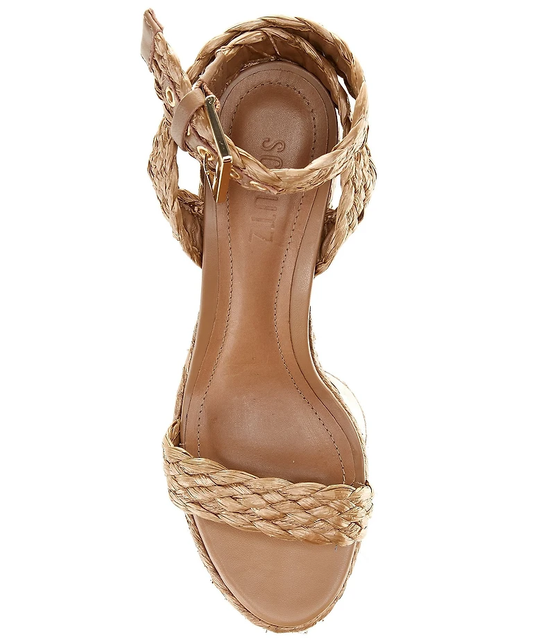 Schutz Ayana Braided Raffia Platform Block Heel Sandals