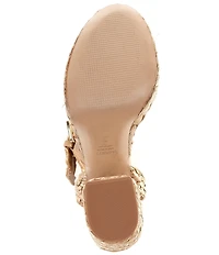 Schutz Ayana Braided Raffia Platform Block Heel Sandals