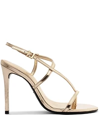 Schutz Azure Metallic Patent Leather High Heel Dress Sandals