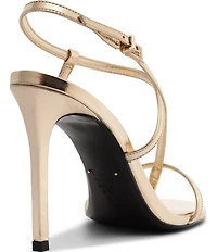 Schutz Azure Metallic Patent Leather High Heel Dress Sandals