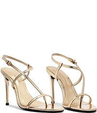 Schutz Azure Metallic Patent Leather High Heel Dress Sandals