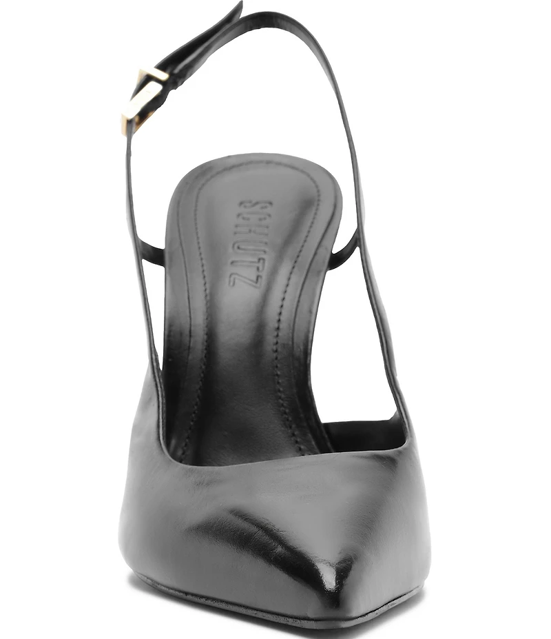 Schutz Boris Leather Slingback Pointed Toe Pumps